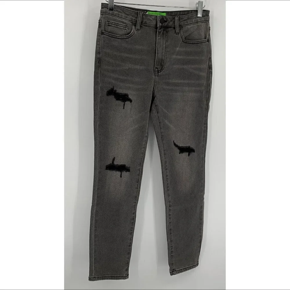 Sandrine Rose distressed black gray skinny jeans destroyed rain women new 29